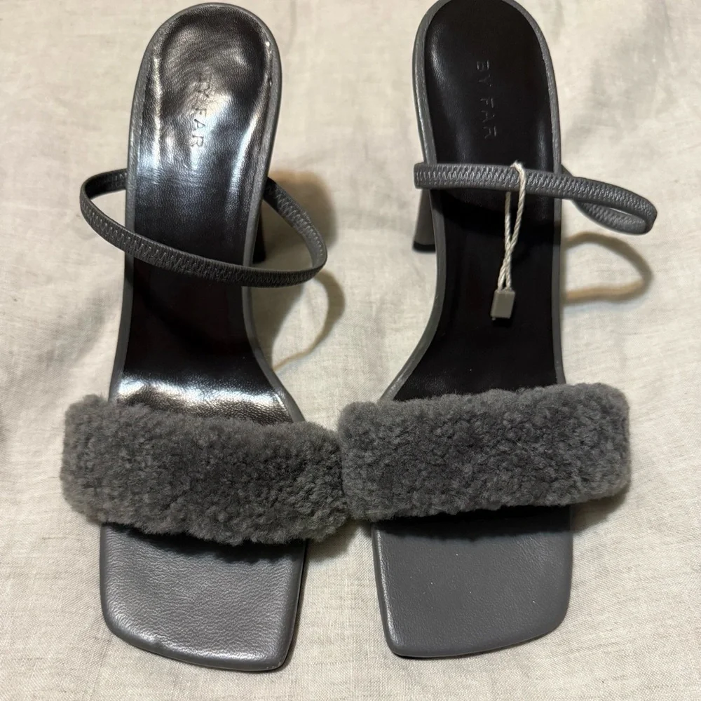 New BY FAR leather ADA sandals color Gray  size 38